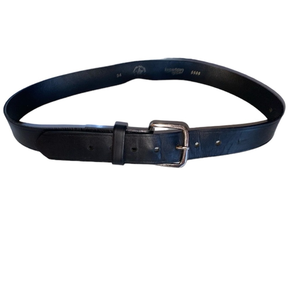 BOSTON LEATHER Size 34” Garrison Military Tooled Basketweave Black Belt #6505